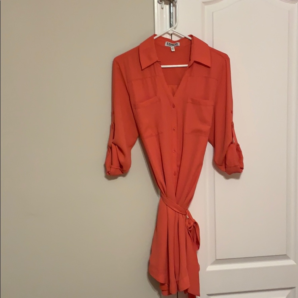 Express button up silk dress